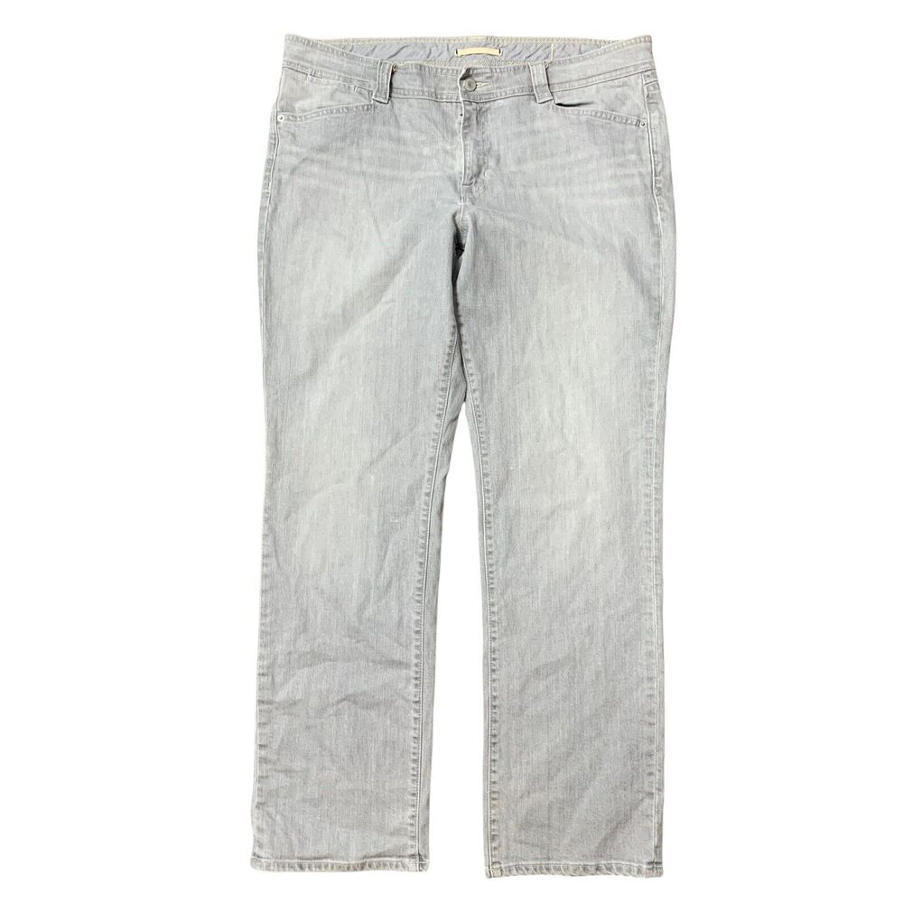 GAP Sz 16 Jeans Grey Straight Leg High Rise Flap Back Pockets Flat Front Women’s